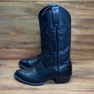 Ariat heritage Mens 7.5 Western Black Deertan Leather Cowboy Boots 34770 Sz 7.5D